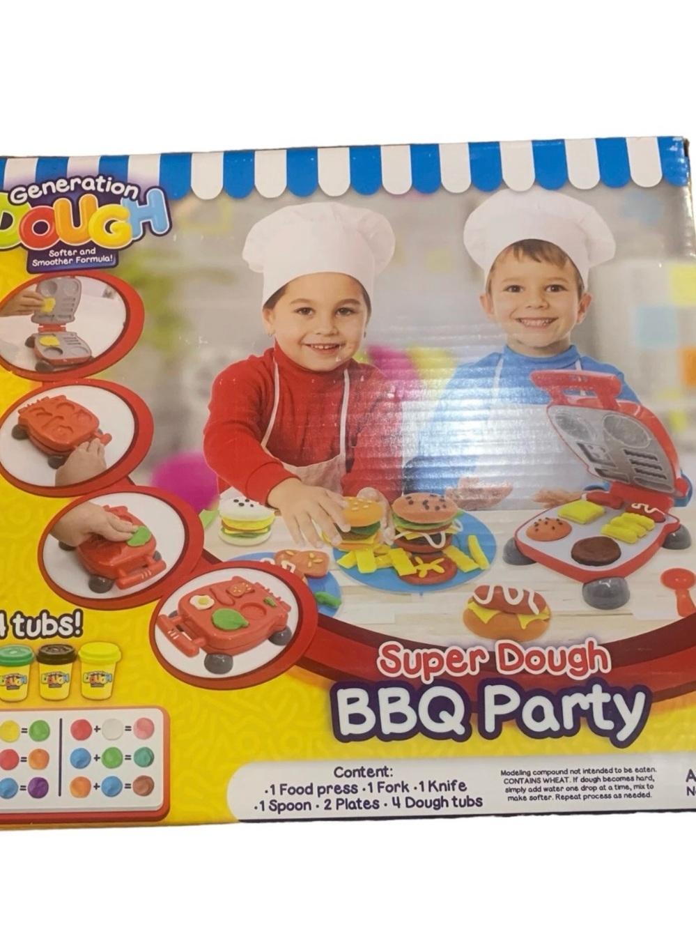 Super Dough BBQ Party Ages 3+ 4 Tubes Of Dough